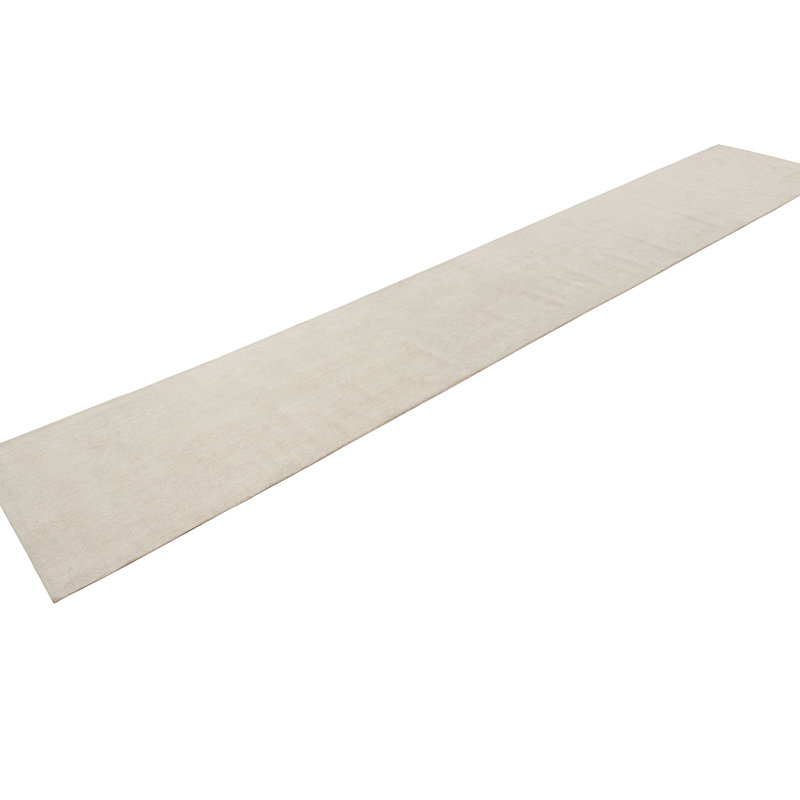 Rug & Kilim’S Extra-Long Runner Rug In Textured Monochrome White Tones & Striae
