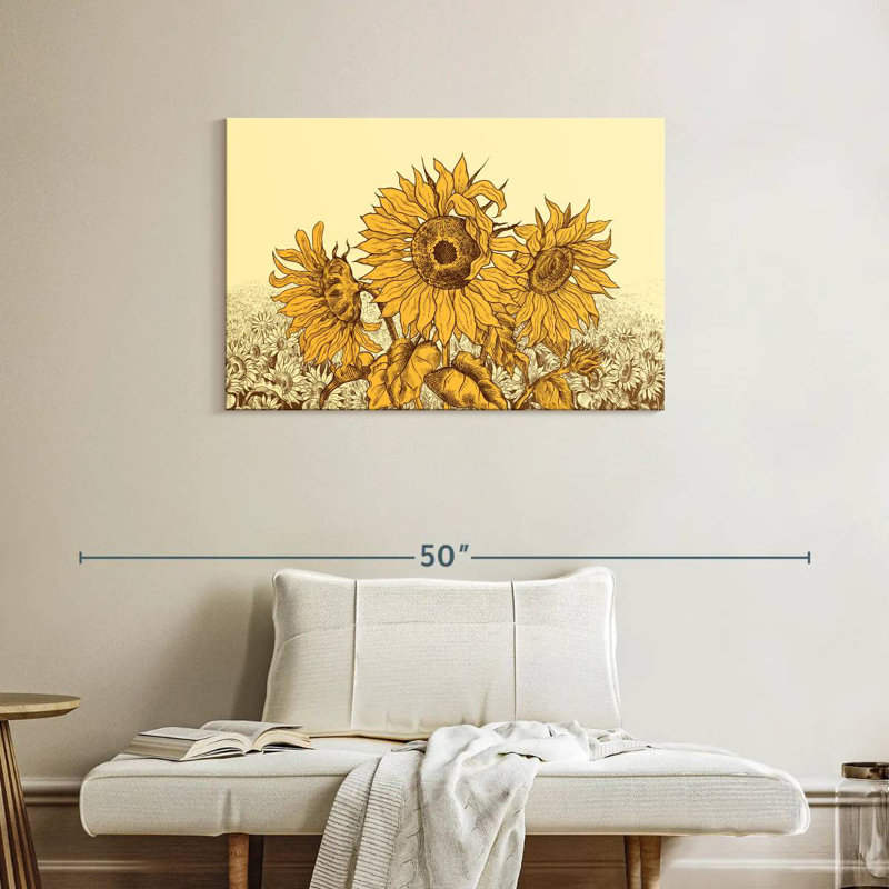 Alvord Vintage Sunflower Field, 24" H x 36" W