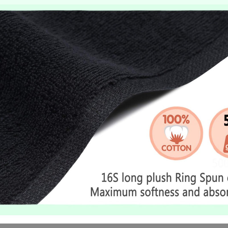 UltraSoft Black Salon Towels - 2-Pack, 16x27 Inches - Premium Cotton for Gym, Bath, Spa, Shaving, Shampoo