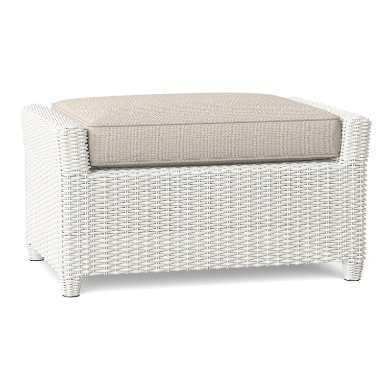 Sag Harbor Outdoor Ottoman, Demo Putty, Classic White