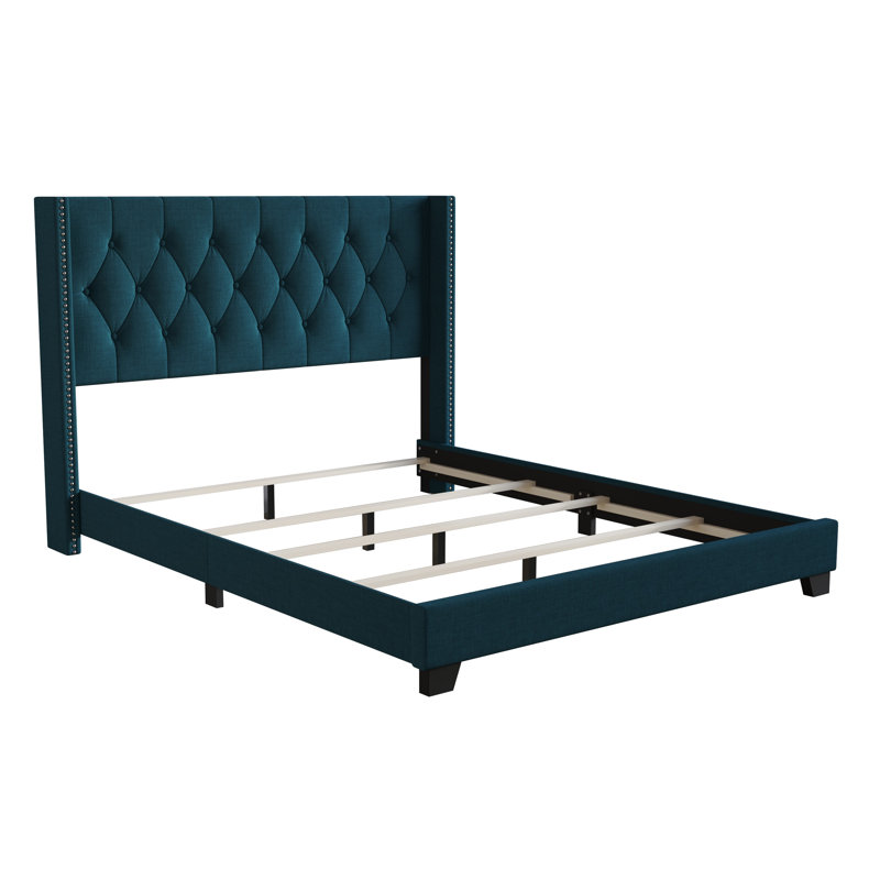 Amberlee Upholstered Wingback Bed, Blue, Full