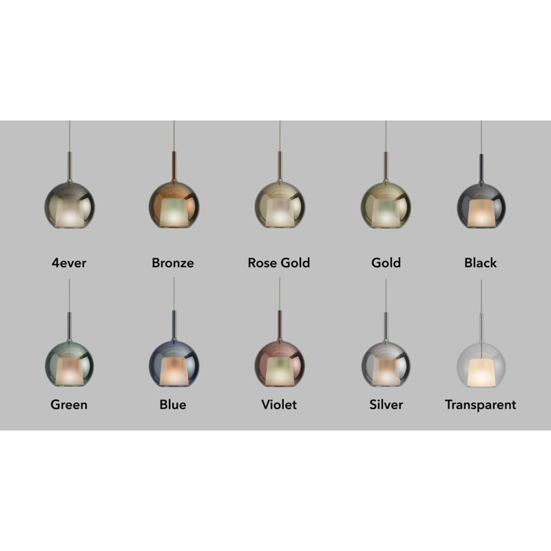 GLO 1 - Light Pendant, 9" H x 5.1" W x 5.1" D, Titanium, Black