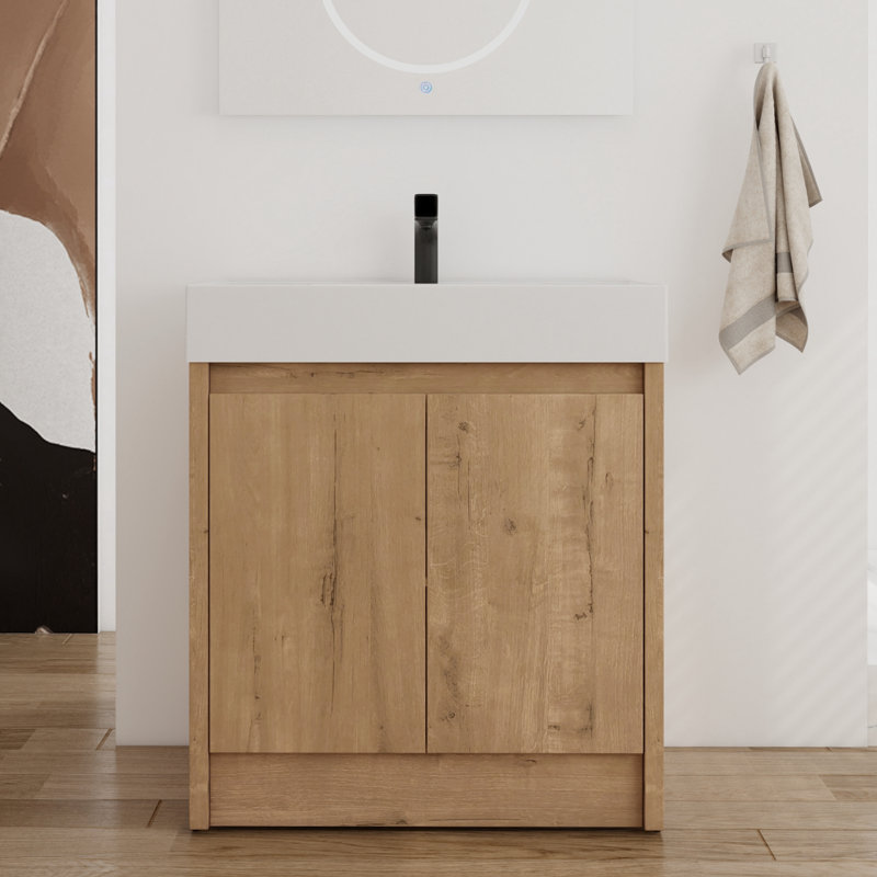 Meuble-lavabo simple avec plateau en résine 29,84 po Yajahira