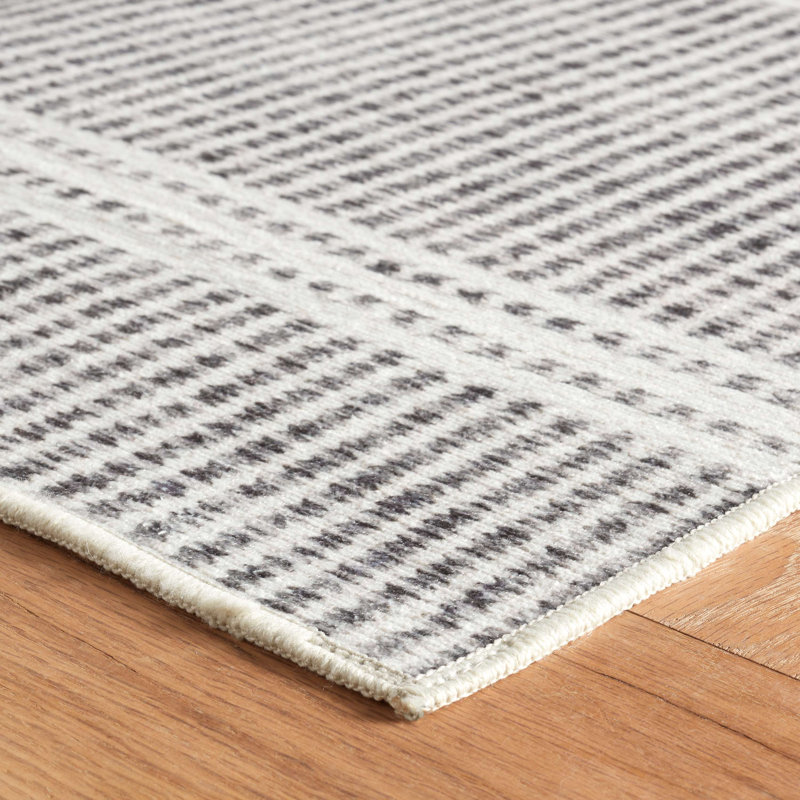 Malta Grey Machine Washable Rug, Rectangle 4' x 6'
