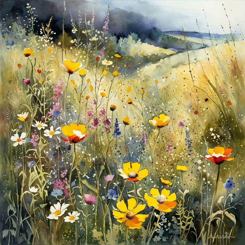 Golden Bloom Horizon – Radiant Red Poppies Canvas Wall Art