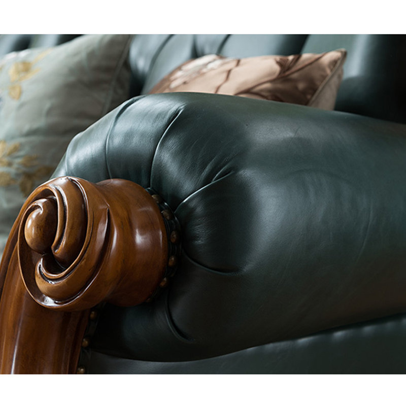Fauteuil en cuir véritable capitonné European Luxury