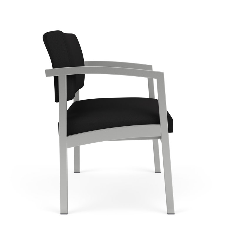 Chaise en acier Lenox, Argent, Noir Visite Libre - tissu uni