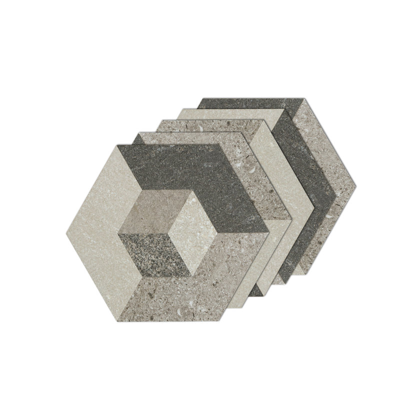 Carreau de mosaïque en pierre 8 po x 9,2 po, Gris / beige