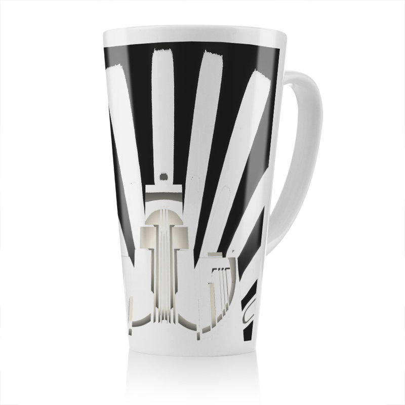 Art Deco Skyscraper In White Latte Mug