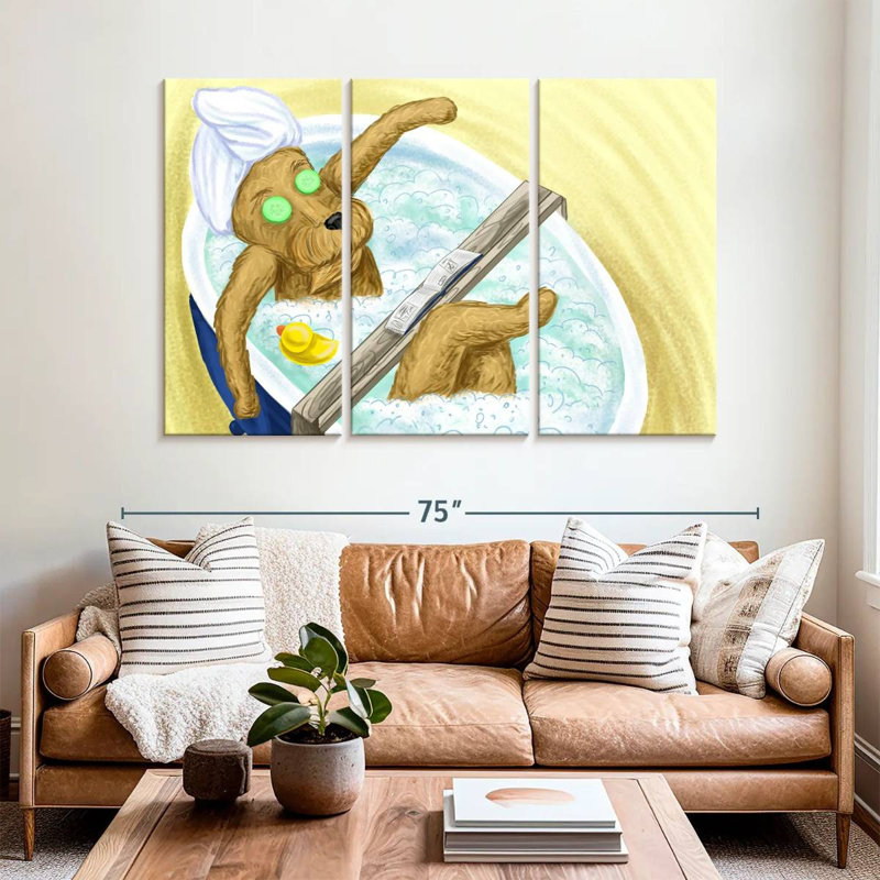 Ketti Dog In A Bubble Bath, 42" H x 65" W