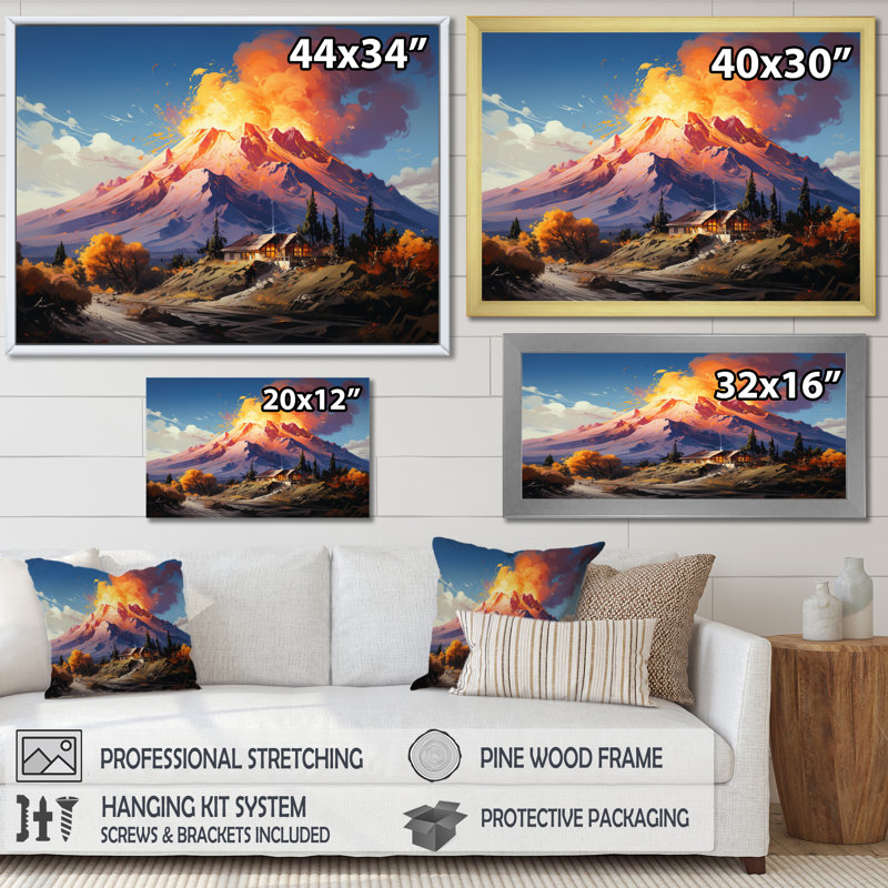 Italie, Etna, impression sur toile, H 34 po x l 44 po x P 1,5 po, Cadre flottant doré
