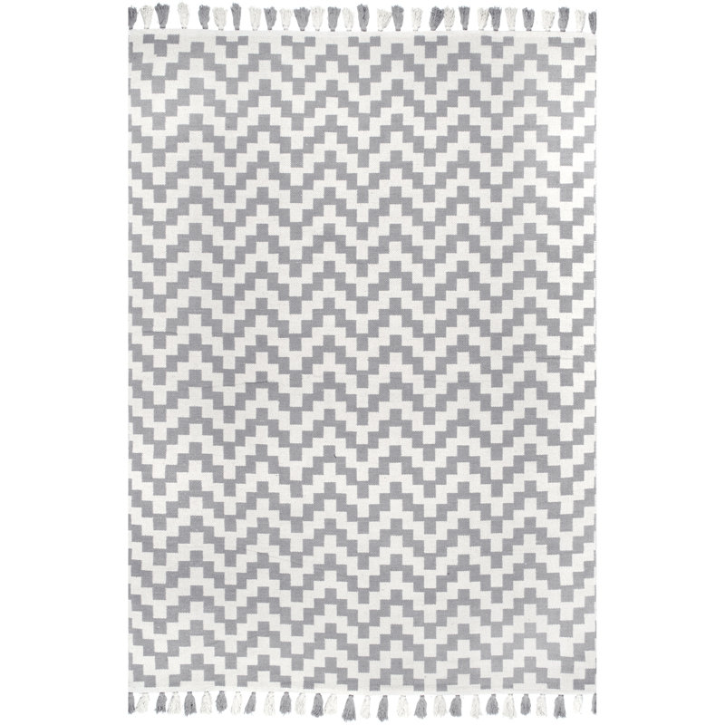 Cotton Chevron Indoor Rug, Rectangle 3' x 5'