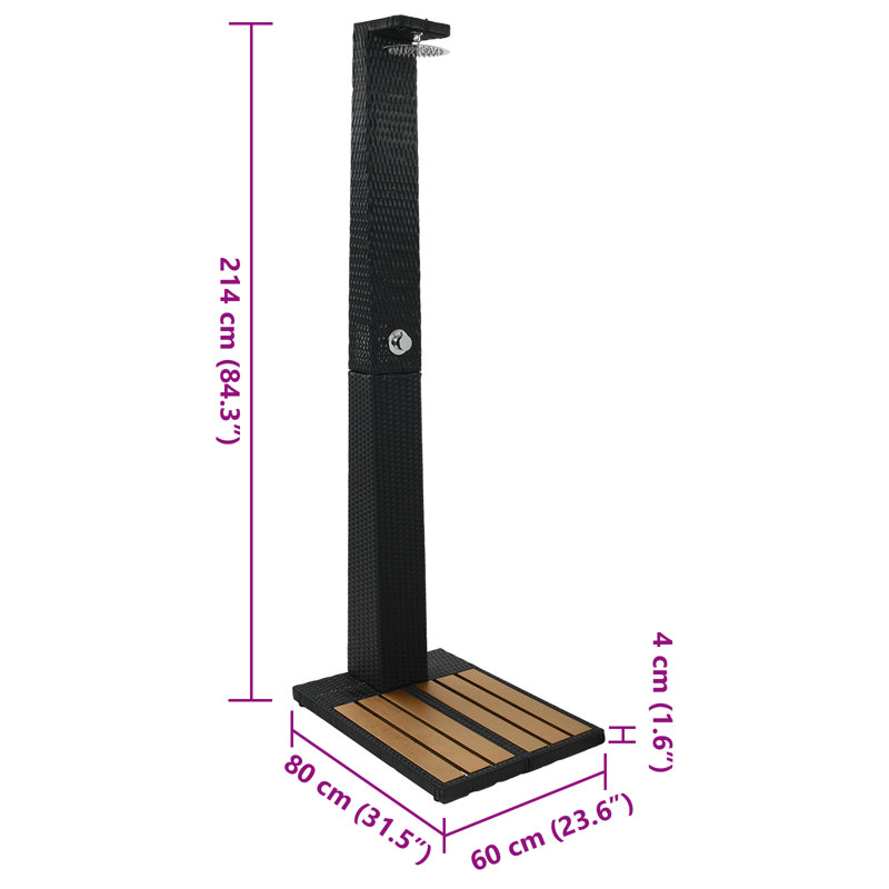 Kamp 214cm H Steel Freestanding Outdoor Shower and Footwash Spout