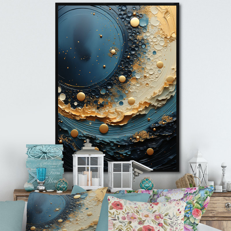 Jaislyn Space Moonlight Mirage sur toile, H 32 po x l 24 po x P 1 po, Cadre flottant noir