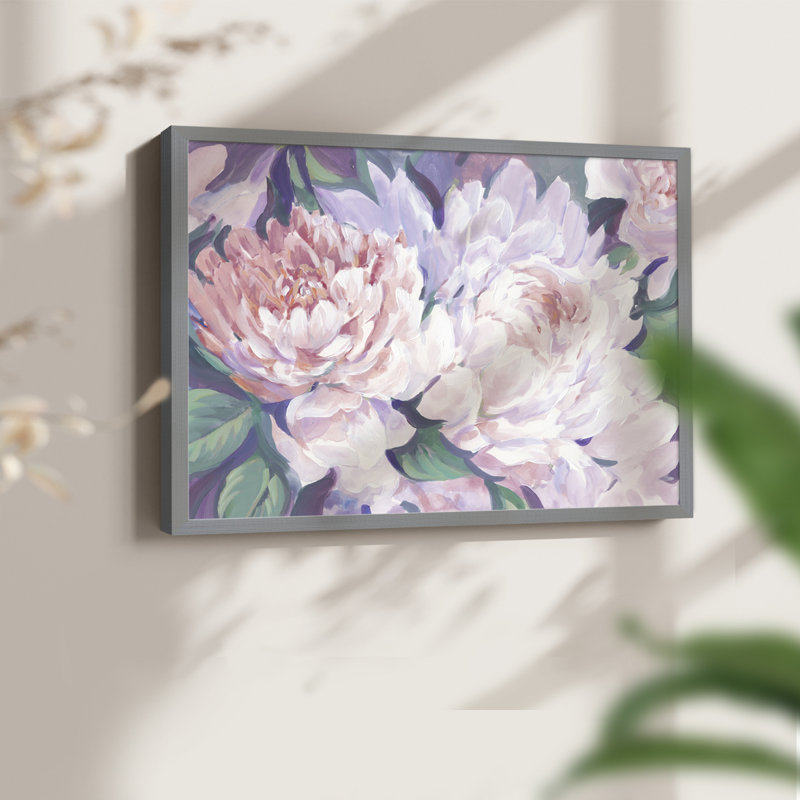Pivoines en fleurs I - reproduction encadrée - réarmable, H 16 po x l 20 po, Gris
