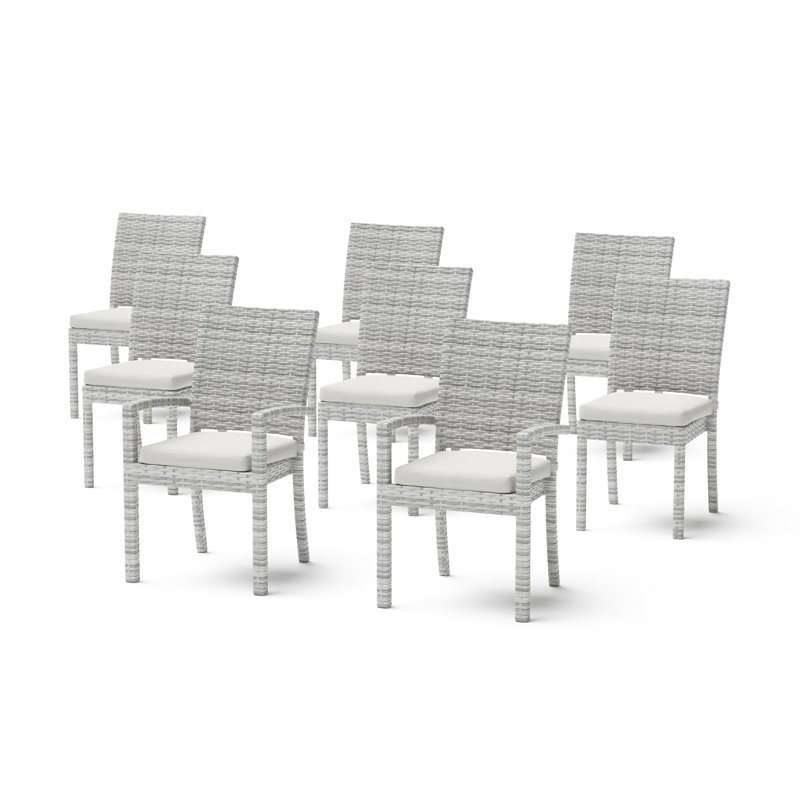 8 Piece Sunbrella Outdoor Patio Dining Chairs, White, Gray