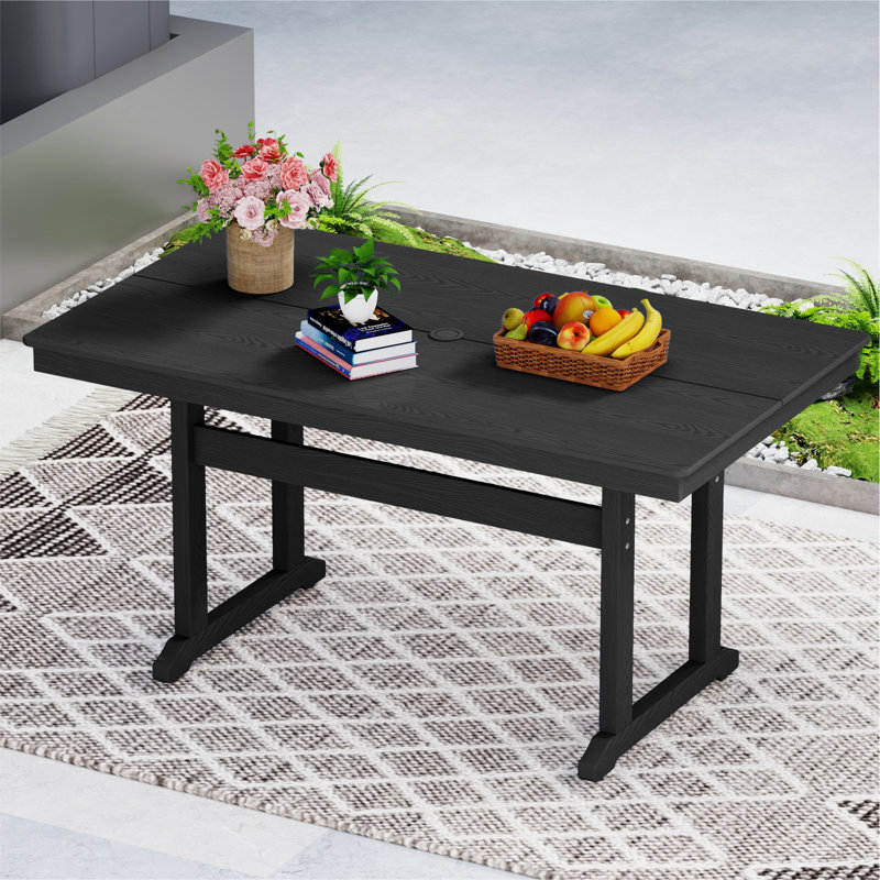 Table rectangulaire de salle à manger Hikdpe, Noir