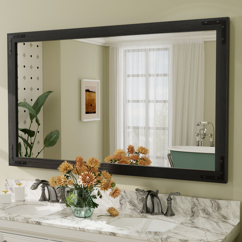 Miroir mural Amara Rustic Farmhouse, Noir, 60 po x 36 po