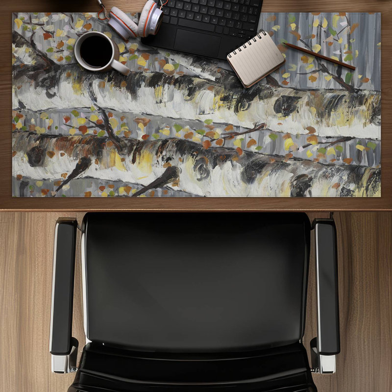 Budding white birches - 15.75"x31.50" Desk mat