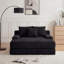 Méridienne surdimensionnée en flanelle 65,35 po pour salon avec 2 coussins de dossier et 1 coussin décoratif, rembourrage en mousse pure, aucun assemblage requis, noir-117969493