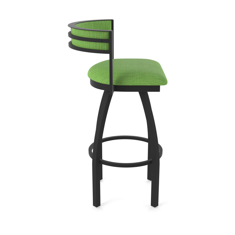 Tabouret Artémis, Noir froissé, Tissu - perroquet graphique, Tabouret de bar (siège d'une hauteur de 36 po)