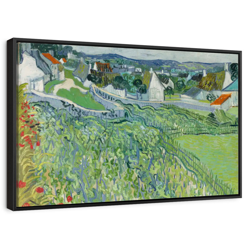 Vignobles à Auvers, 46 po x 31 po, Cadre flottant noir