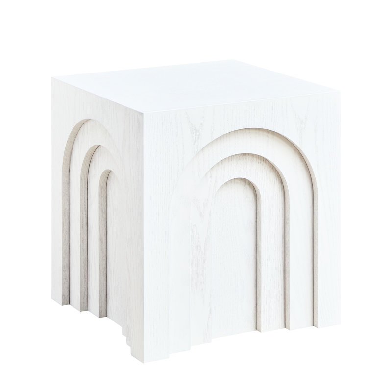 Table d'appoint carrée 15,79 po Modern White Modern