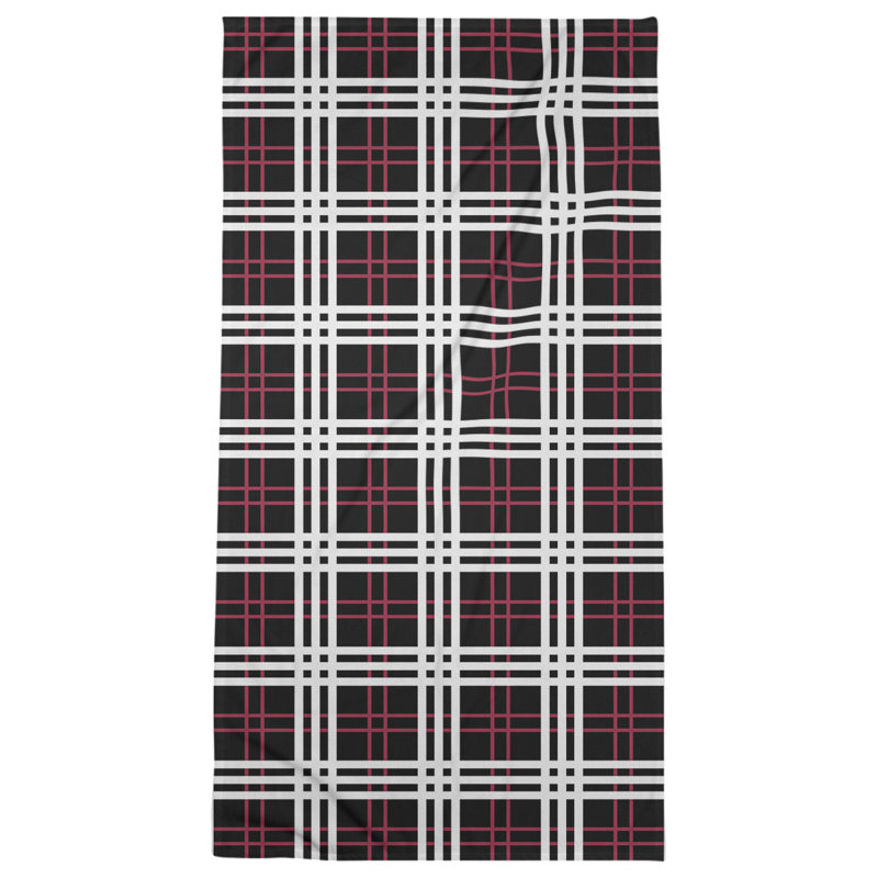 Bath Towel, Polyester/Cotton Blend, Black/Red/White