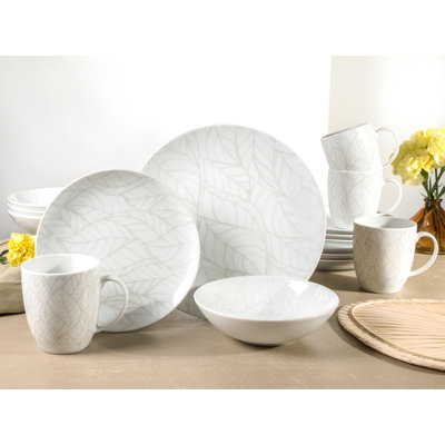 Blätter - Serie Home Porcelain China Dinnerware Set 16 Piece - Service for 4