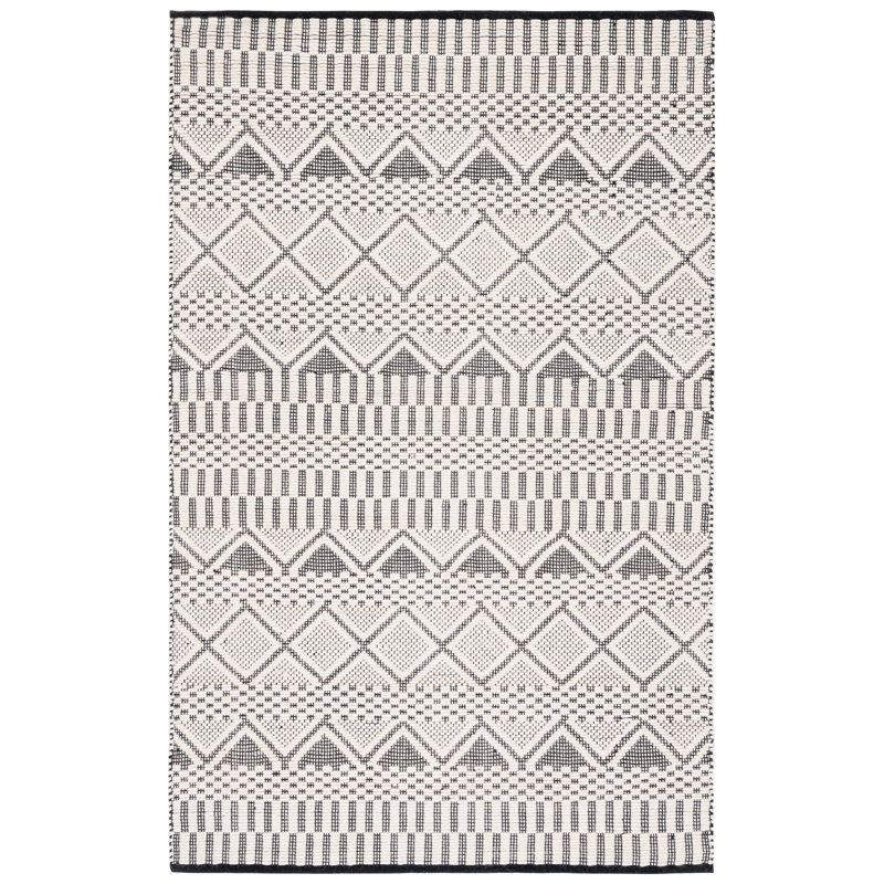 Tapis géométrique en laine tissé à la main Serna Natura, Rectangle 3 pi x 5 pi