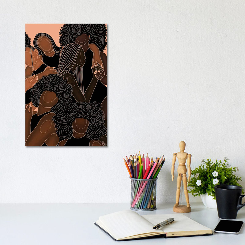 Melanin Sistas by Colored Afros Art - Wrapped Canvas Print, 20.32 cm H x 30.48 cm W