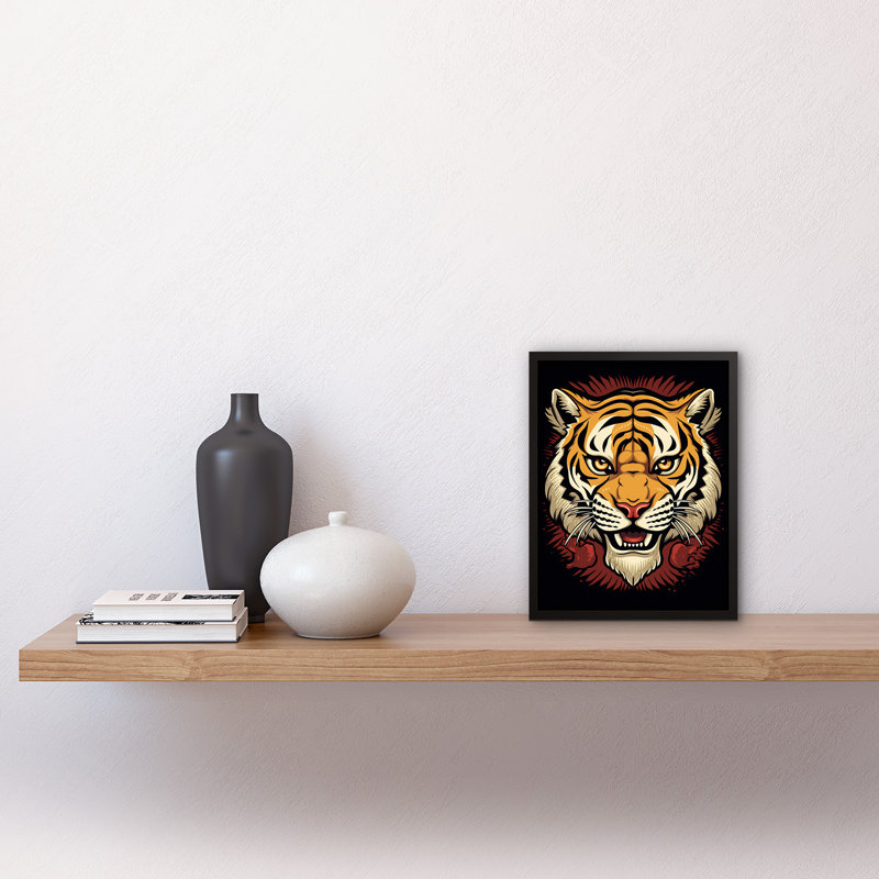 Hrima Tiger Head Old School USA Tattoo Ink Body Art Rockabilly 50s - Single Picture Frame Print