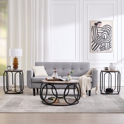 3 - Piece Modern Industrial Living Room Table Set