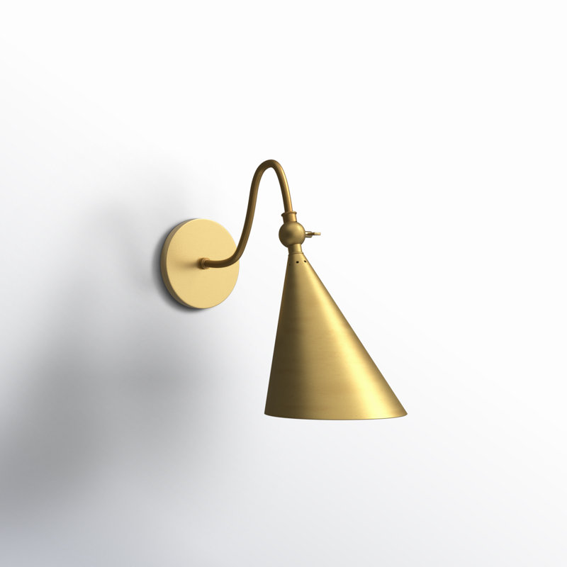 Cogan 1-Light Dimmable Armed Sconce, Aged Brass