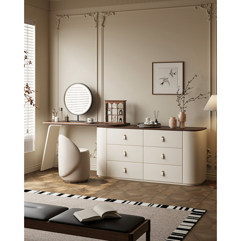 Coiffeuse / meuble-lavabo rétro en bois massif avec armoire de rangement