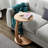 InterGo C-Shaped Round End Table with Rolling Wheels - Side Table Modern Design, Space-Saving Home Decor End Table for Living Room, Depali Coffee Table-1282446094