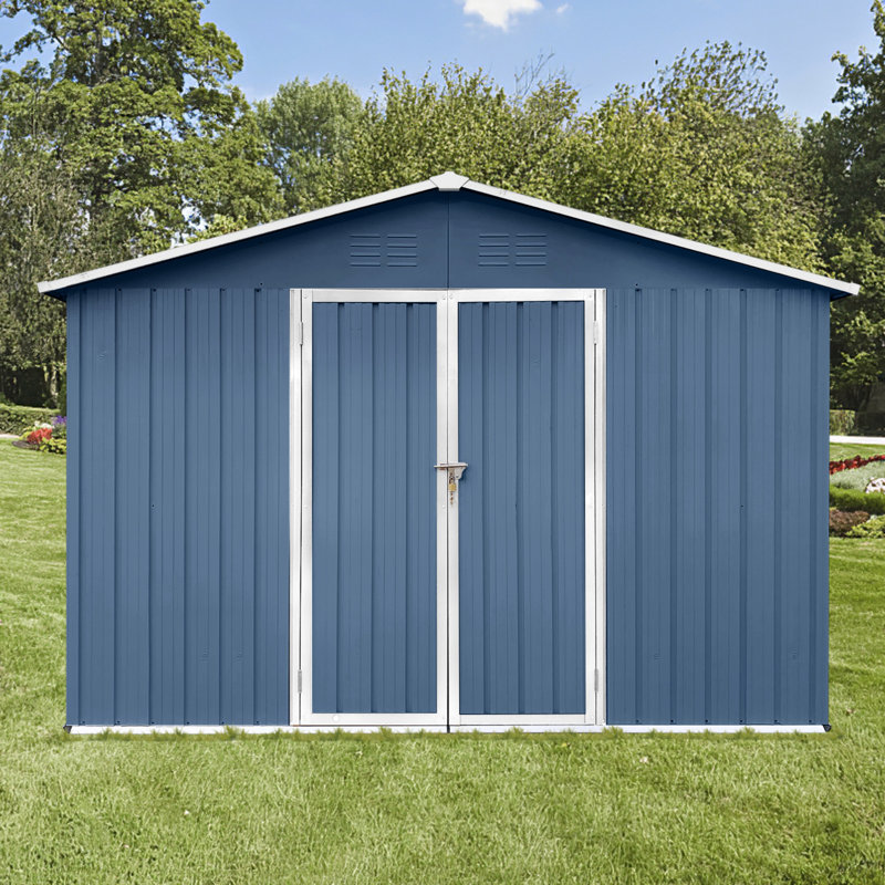 Metal Garden Sheds Outdoor Storage Sheds, 79.9" H x 121.2" W x 147.6" D, Blue