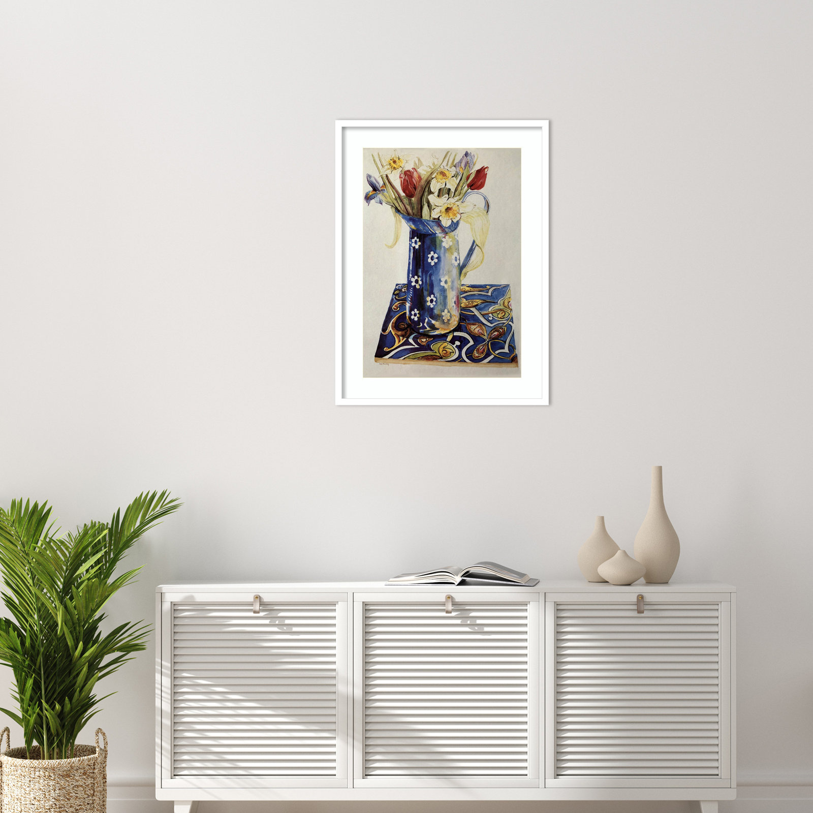 Tulips Print by Joan Thewsey, 33" H x 25" W, White