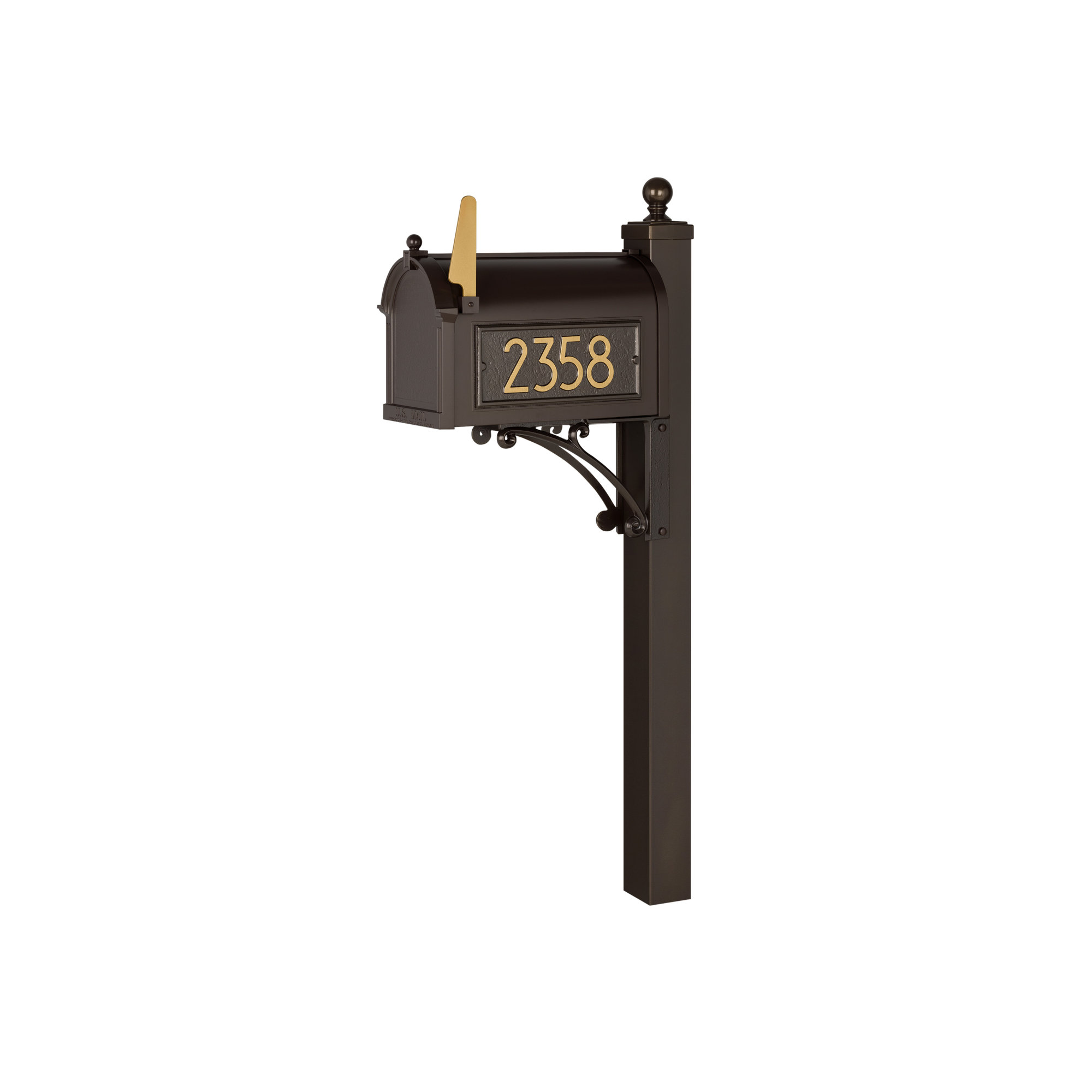 Modern Mailbox, Bronze/Gold, Yes