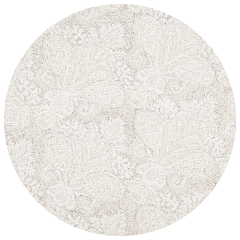 Tapis ikat en laine et coton touffeté à la main Hactive, Rond 5 pi