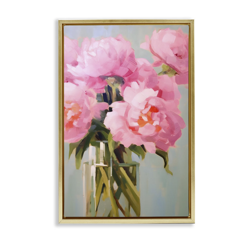 «Blush Pink Roses», toile flottante encadrée par Petals Prints Design, H 25 po x l 17 po, Cadre flottant métallique doré