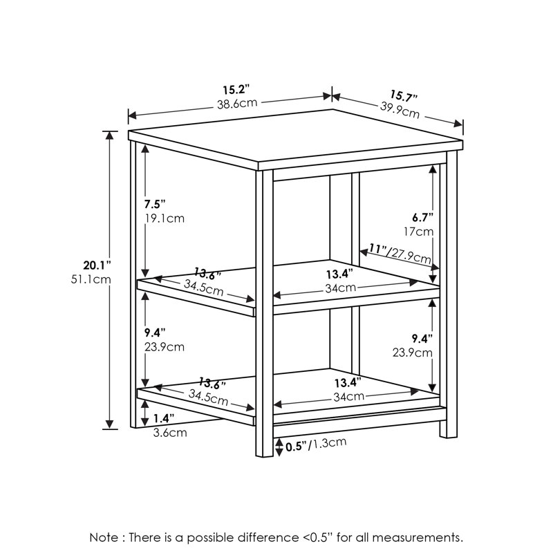 Dontea Side Table with Storage, Black
