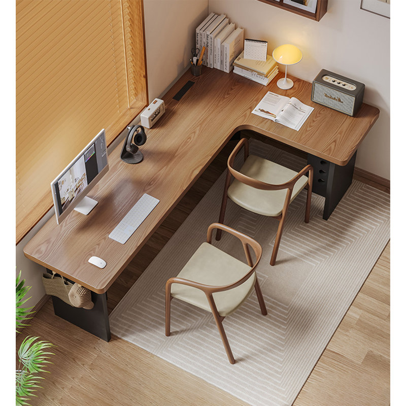Bureau d'angle en L avec pieds et crochets en fer, Retour à droite, 29.5" H x 70.9" W x 47.2" D