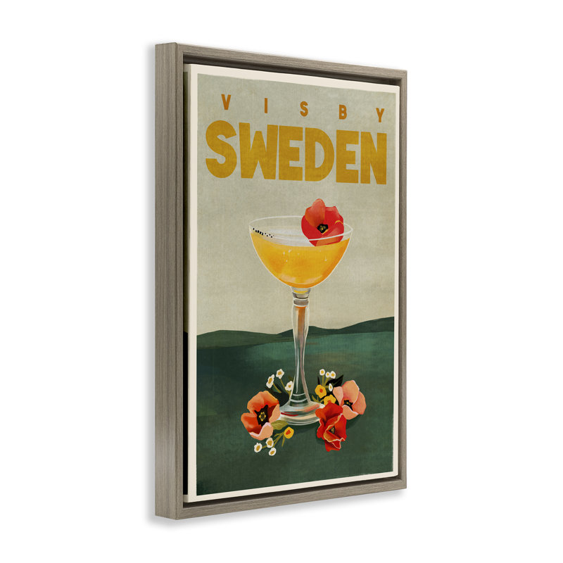 Toile flottante avec cadre à cocktail Visby Suède par The Whiskey Ginger, H 25 po x l 17 po, Cadre flottant orme Montalcino