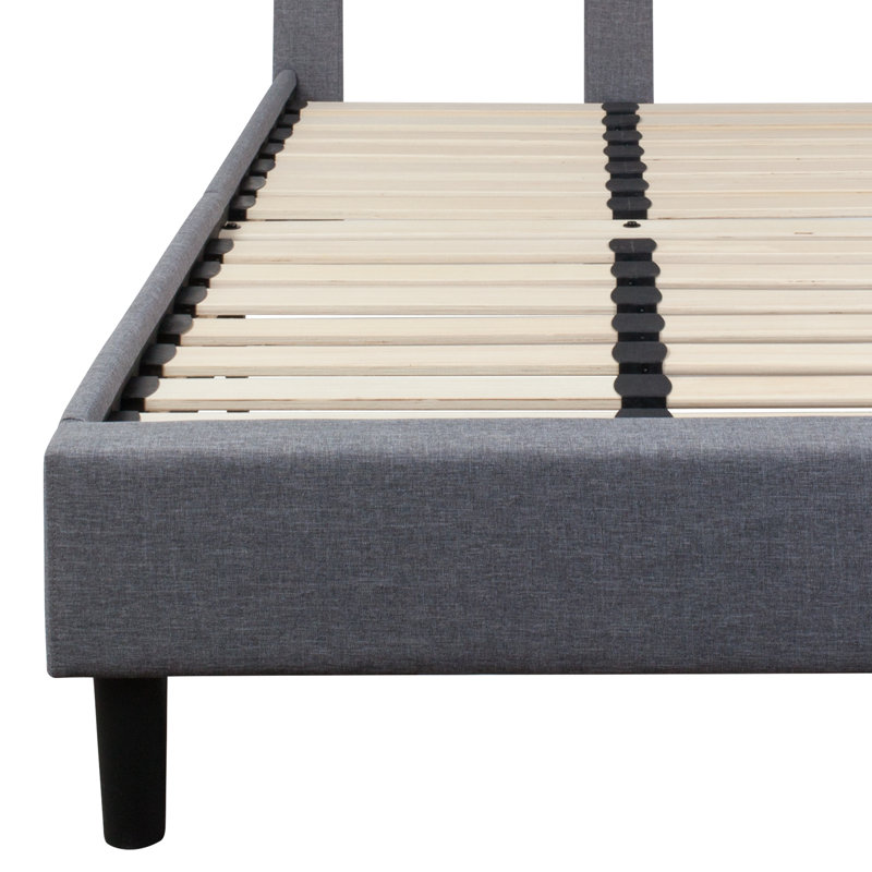 Base de lit plateforme tapissier arquée avec capitonnage Aluino - Aucun sommier tapissier requis, Gris clair, Simple