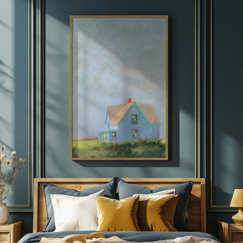 Tranquil Haven en bleu, H 17,25 po x l 13,25 po, Cadre ouvert en angle, or poli