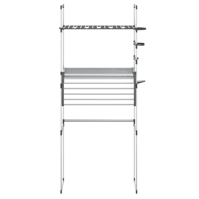 Étagère de machine à laver en aluminium argenté avec porte-linge compact en polystyrène