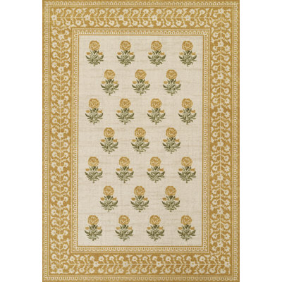  Tapis doré traditionnel en laine et nylon Bibury