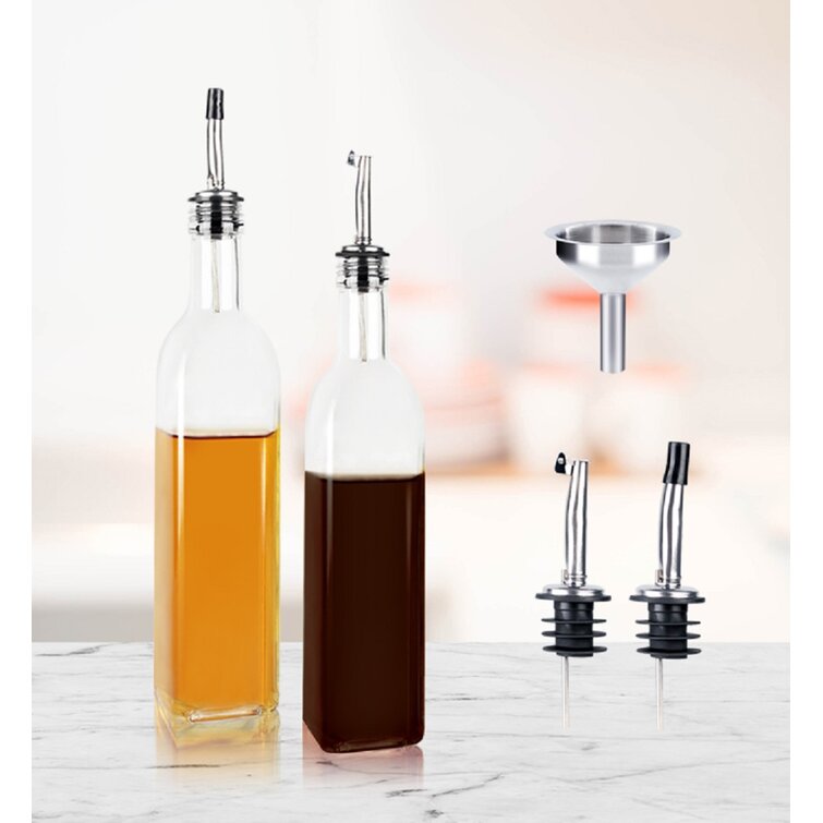 Oil And Vinegar Salt Pepper Dispenser Set With Storage Tray