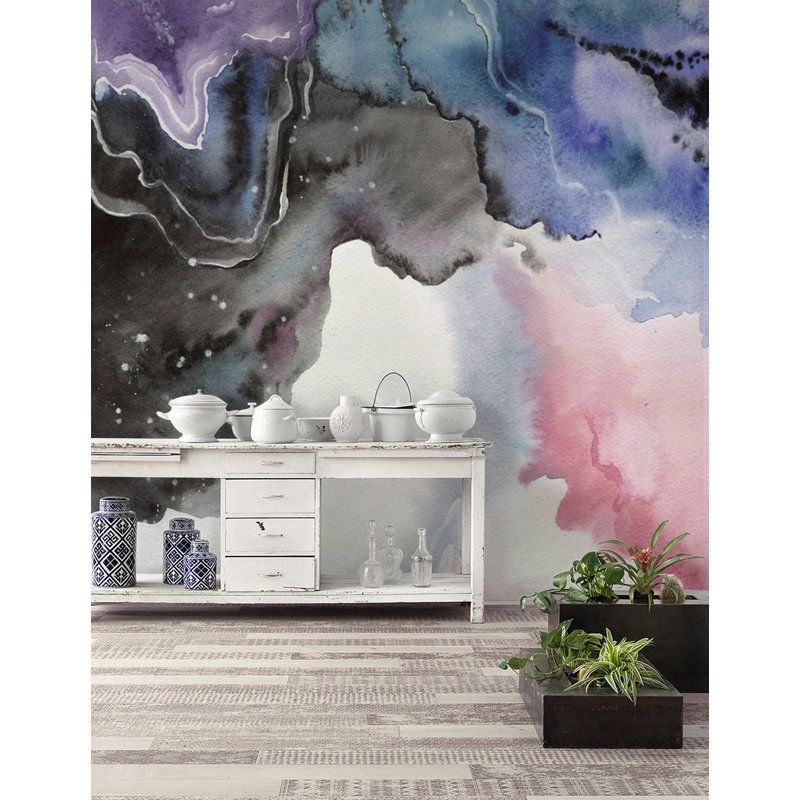 Papier peint amovible fumée aquarelle, L 98,04 po x l 150 po
